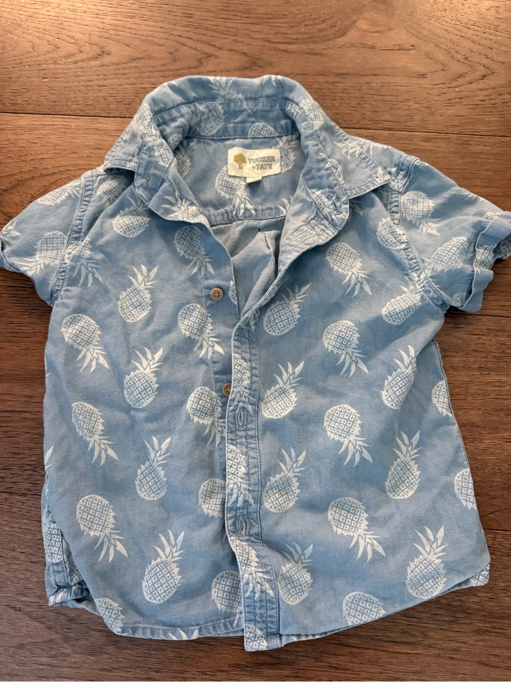 Tucker and Tate kids boy size 3 Blue Pineapple Print Kids Button-Up Shirt